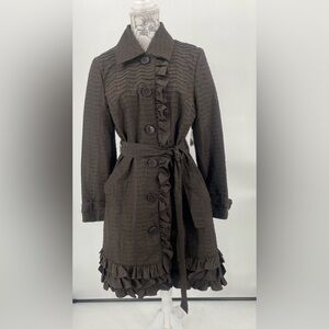 Samuel Dong lightweight dress‎ jacket with tie waist, pockets. Button closure